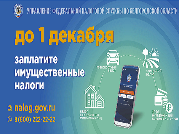 Имущественные налоги необходимо уплатить не позднее 1 декабря. Имущественные налоги необходимо уплатить не позднее 1 декабря.